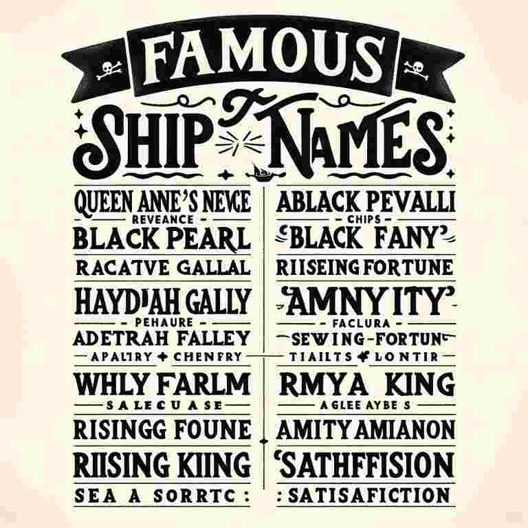 Famous Pirate Ship Names