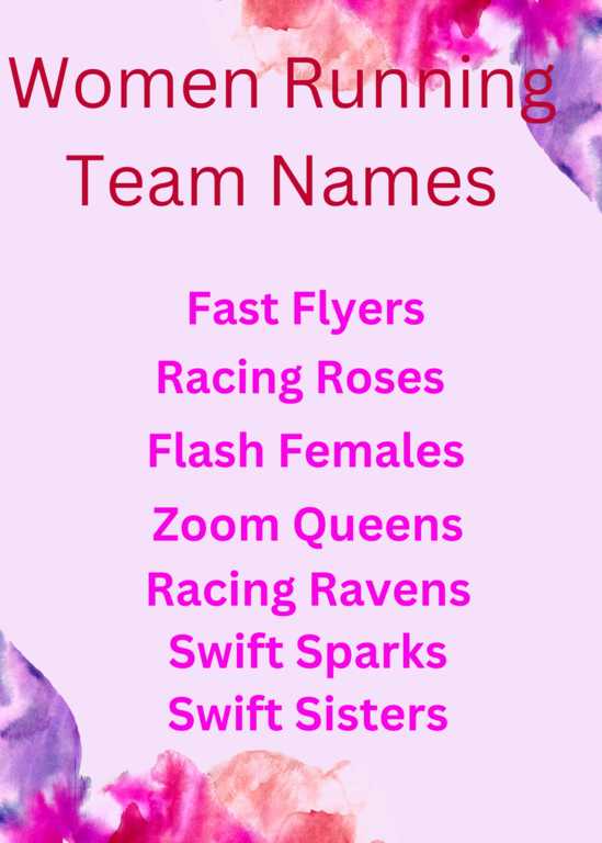 Girls Women Running Team Names